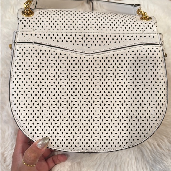 Sandro Chic Cream/White Perforated Crossbody Bag - Picture 10 of 14